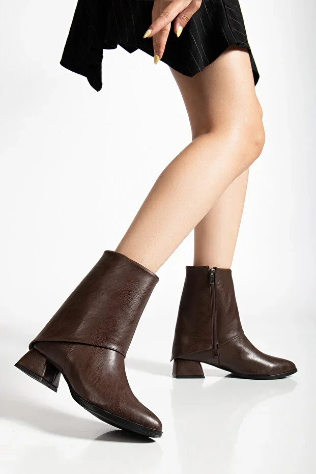 ESLEM CİLT WOMEN'S THICK HEEL POINTED TOE BOOT BOOT