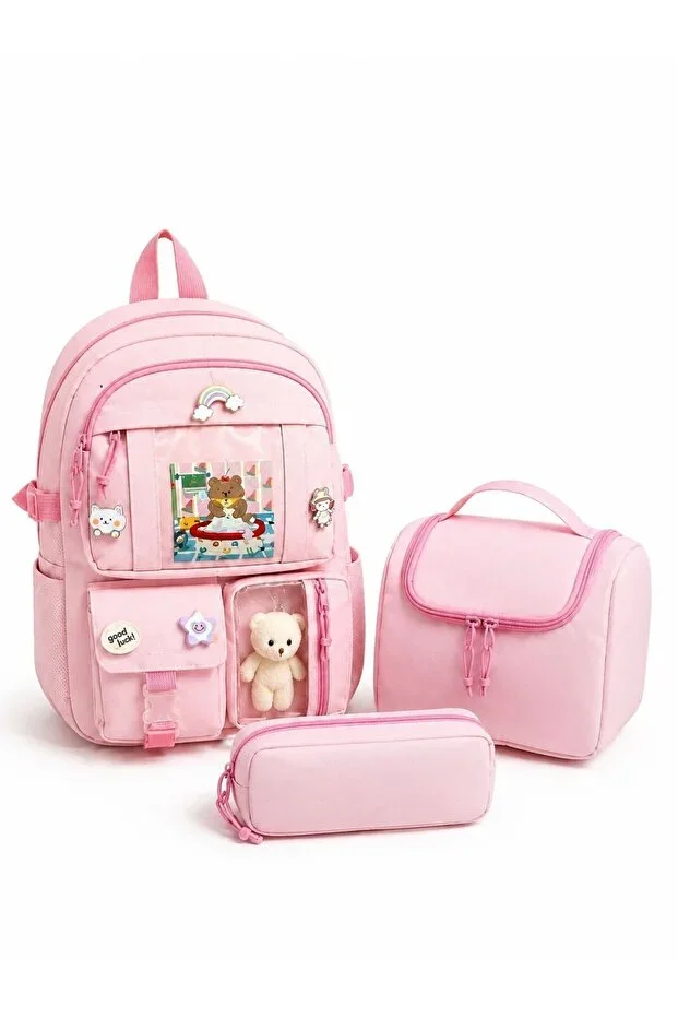 New Season Korea Model 3-Piece Primary School Bag Set – Backpack + Lunch Bag + Pencil Case